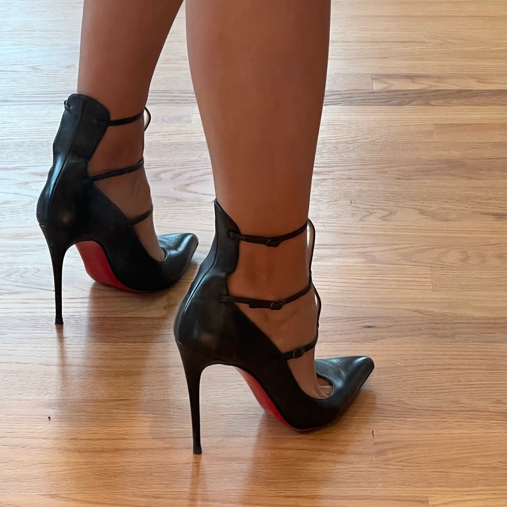 Christian Louboutin Toerless Muse 100mm - Black Leather size 38 1/2
